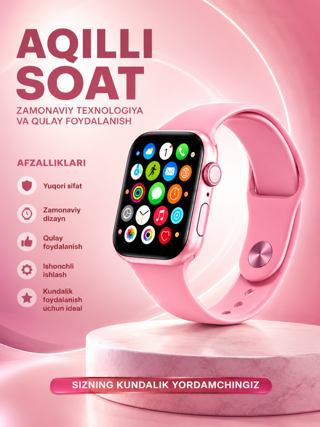 Смарт-часы с Bluetooth, мониторингом пульса, сна, спорта и уведомлениями - 