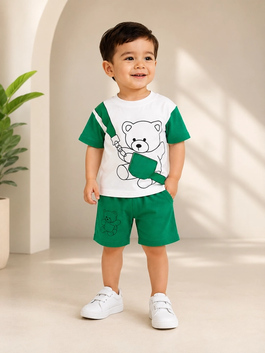 O‘g‘il bola uchun yozgi to‘plam, futbolka va shortik, paxtadan, 2-6 yosh - 