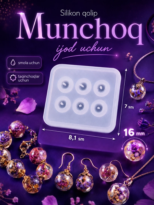 Silikon qolip Munchoqlar, tasbih bezaklar uchun qoliplar, mold 10, 12, 16 mm