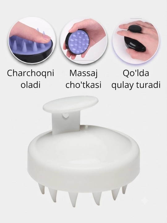 Massaj cho‘tkasi, sochlarni yuvish uchun taroq, bosh va tana terisi uchun taroq