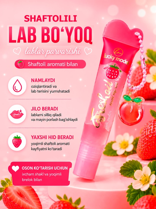 Блеск для губ Lucky Model Fresh Oil 18 г, 3-х цвет увлажняющий блеск для губ - 