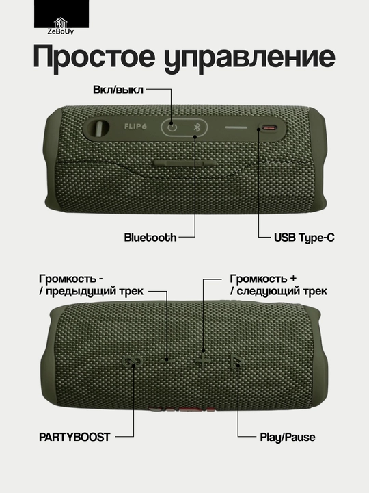Портативная Bluetooth-колонка с объемным звуком, до 12 часов работы