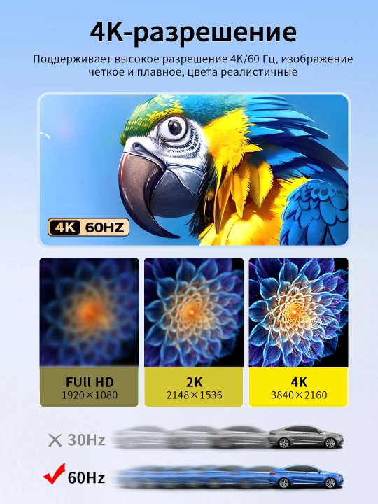 HDMI-kabel 4K/60Hz nikel qoplamali ulagichlar bilan