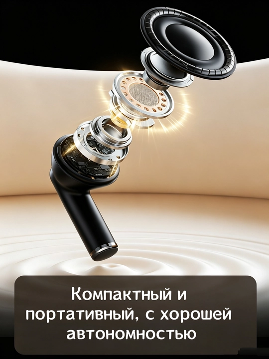 GIONEE simsiz naushniklar – yarim ichki, qora, oval quti, sensor boshqaruv, uzoq batareya