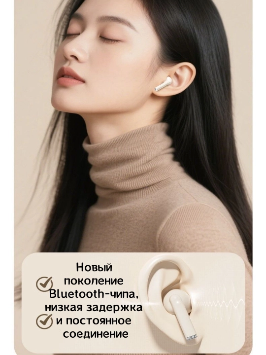 GIONEE simsiz naushniklar – yarim ichki, qora, oval quti, sensor boshqaruv, uzoq batareya