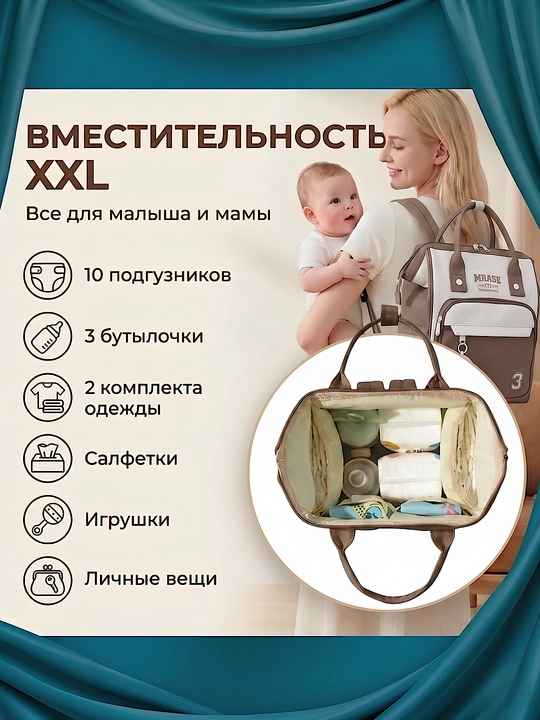 Сумка рюкзак для мам вместительная и удобная
