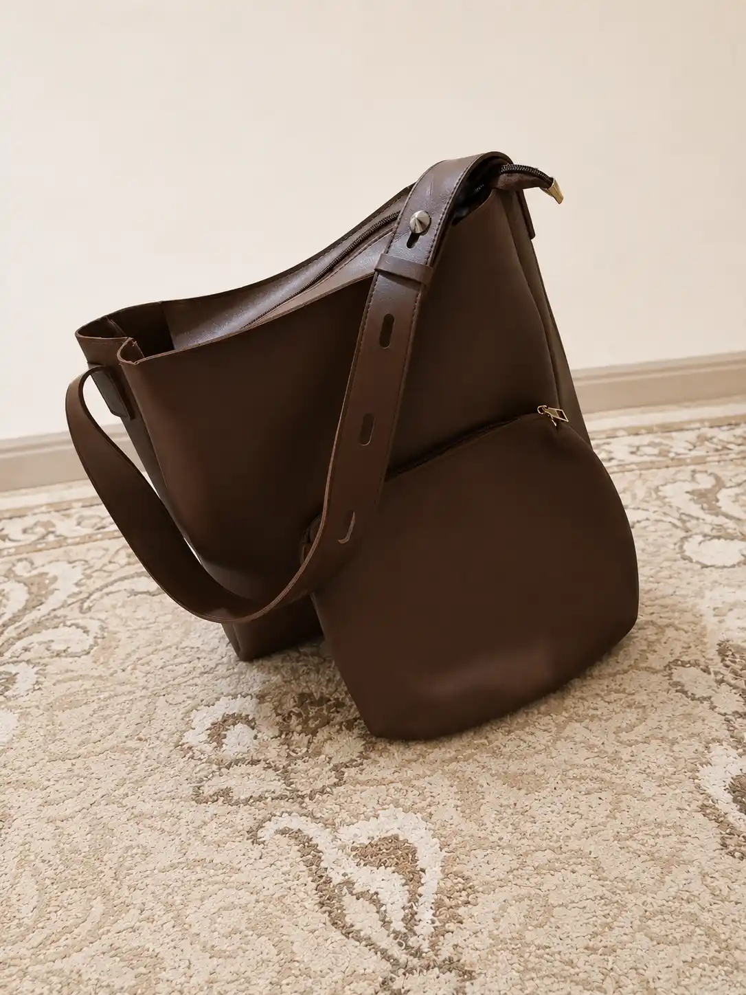 Sumka ayollar uchun 2 tasi 1 da, yelkama katta shopper-kosmetik sumka, eco teridan