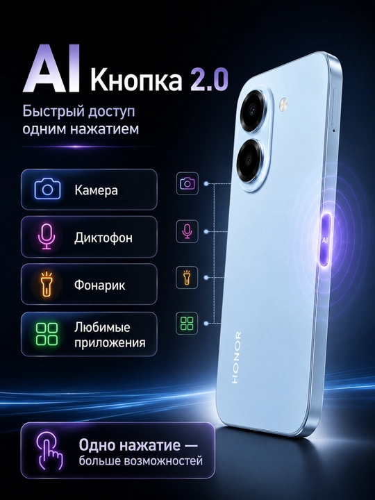 Смартфон HONOR X7e 6/128 ГБ с аккумулятором 7000 мАч и экраном 120 Гц