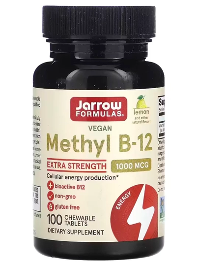 Метил B12, Jarrow Formulas, вкус лимон, 1000 мкг, 100 жевательных таблеток