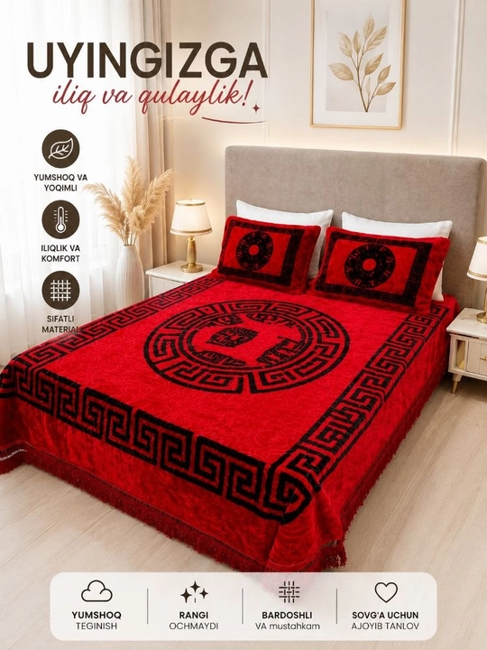 Super satinchoyshab to'plam, 2 kishilik, prostina, 2 ta yostiq, 100% paxta - 
