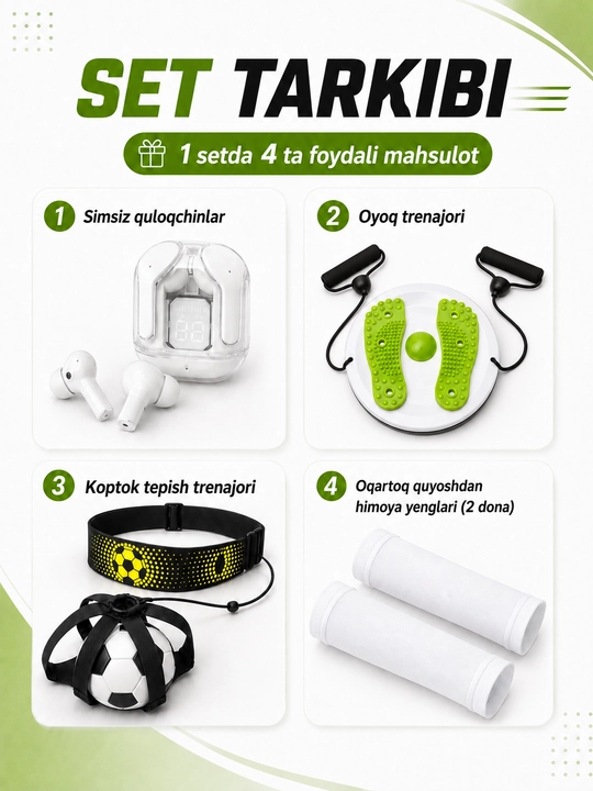 Air 31 simsiz quloqchin, sport va faollik uchun 4 mahsulotli set