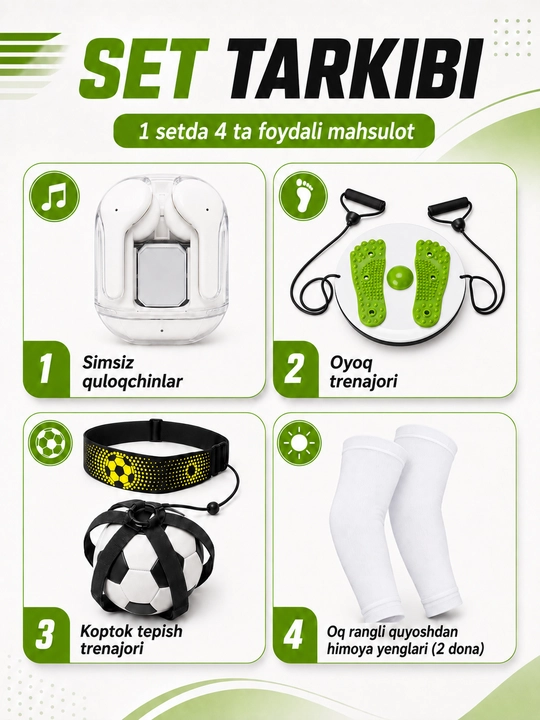 Air 31 simsiz quloqchin, sport va faollik uchun 4 mahsulotli set