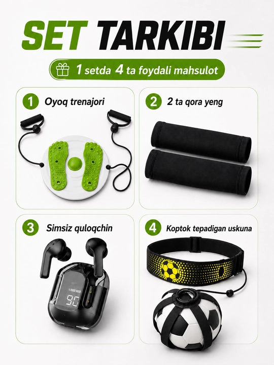 Air 31 simsiz quloqchin, sport va faollik uchun 4 mahsulotli set