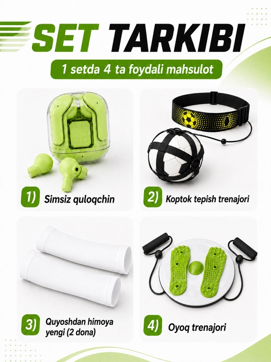 Air 31 simsiz quloqchin, sport va faollik uchun 4 mahsulotli set