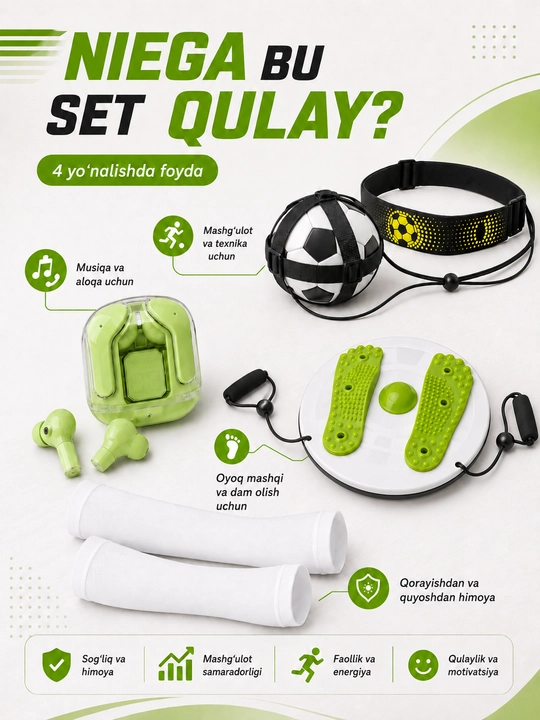 Air 31 simsiz quloqchin, sport va faollik uchun 4 mahsulotli set