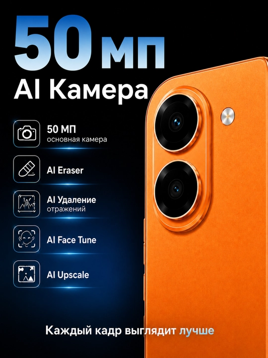 Смартфон HONOR X7e 6/128 ГБ с аккумулятором 7000 мАч и экраном 120 Гц