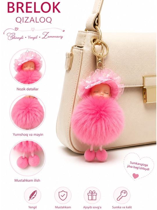 Yumshoq pom-pon brelok - 