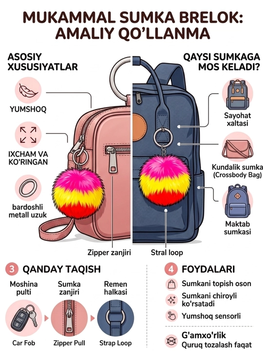 Yumshoq pom-pon brelok - 