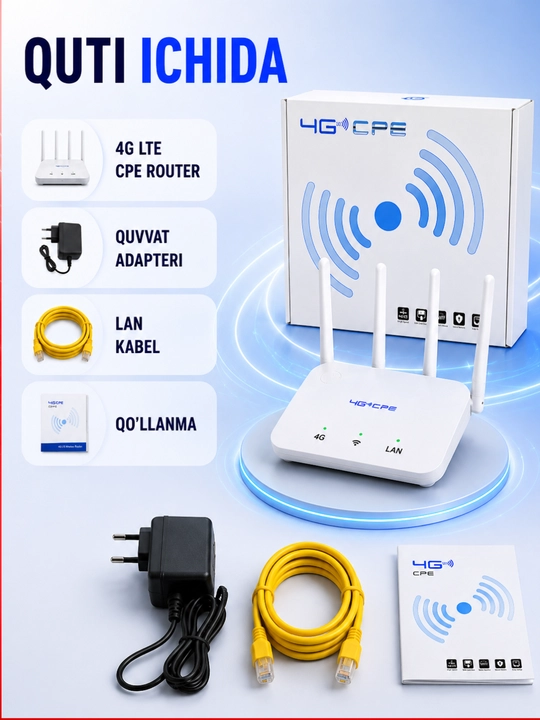 4G LTE CPE Wi-Fi router,SIM kartali, uy ichi va tashqarisi uchun
