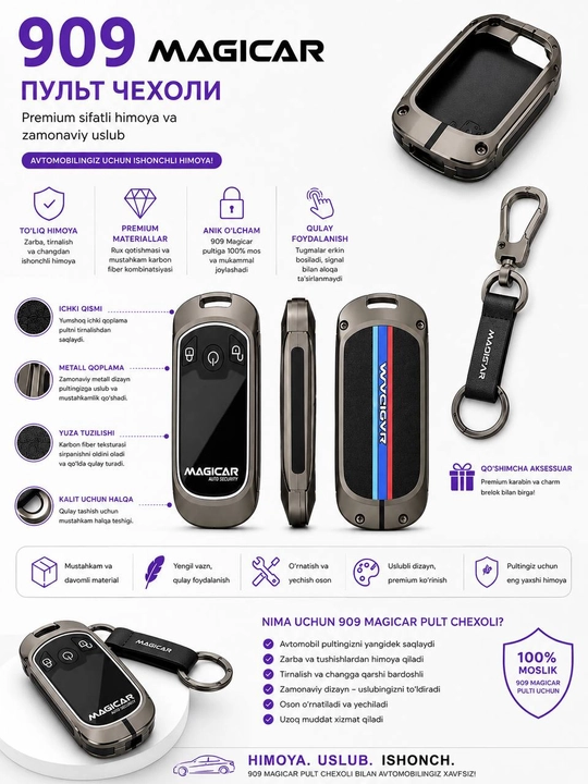 909 Magicar signalizatsiya pulti uchun premium himoya chexoli