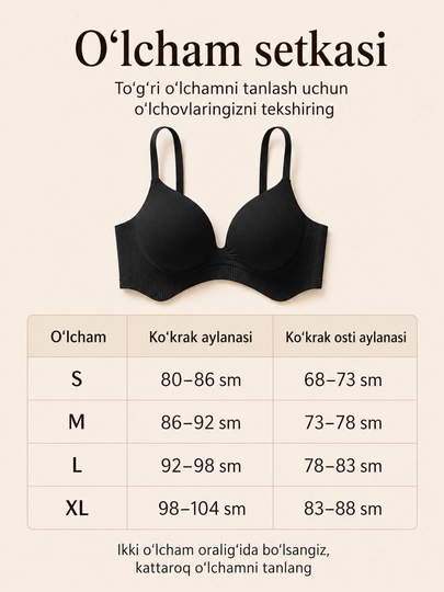 Ayollar uchun silliq kosali, choksiz push-up byustgalter, kundalik