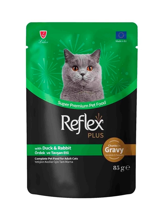 Влажный корм ля кошек с уткой и кроликом Reflex plus - 