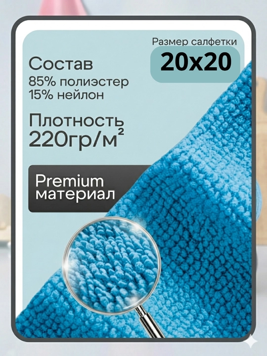 Tozalash va yuvish uchun ko'p qirrali qayta ishlatiladigan mikrofiber mato
