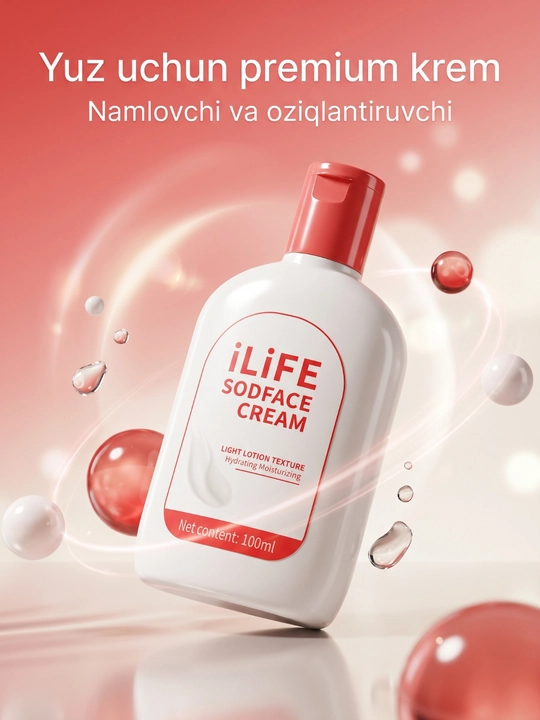 GREENLEAF, ILiFE Protein va asal qo‘shilgan yuz uchun krem SOD, 100 ml