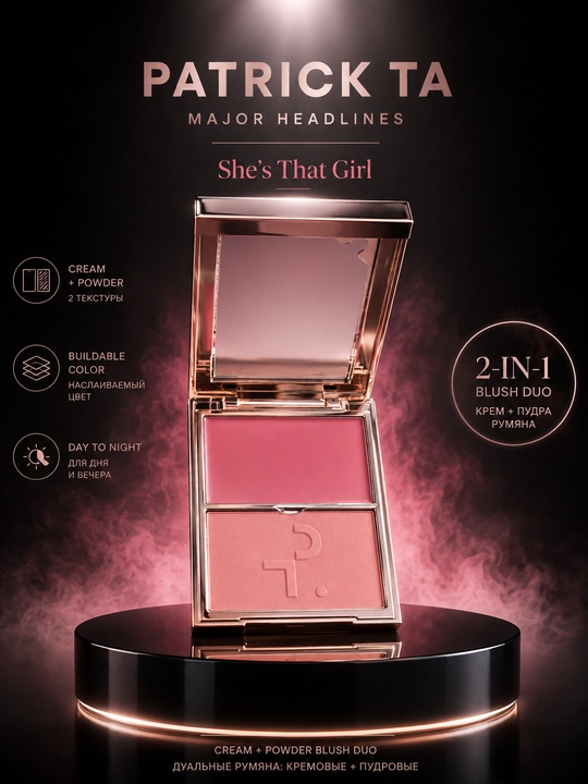 Румяна для лица Patrick Ta Major Headlines Cream & Powder Blush Duo She's That Girl - 