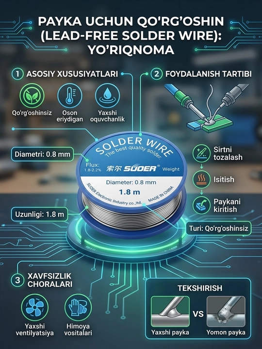 Бессвинцовый припой (Lead-Free Solder Wire) – 0.8 мм - 
