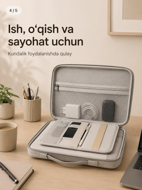 Noutbuk uchun qattiq korpusli himoya sumkasi, tutqichli va molniyali chexol 14 dyum
