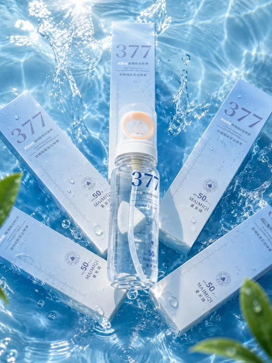 377 Yuz va tana uchun SPF50 quyoshdan himoyalovchi sprey, terini namlaydi va himoya qiladi