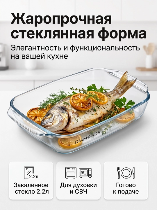 Жаропрочная стеклянная посуда. Подходит для приготовления, разогрева и хранения продуктов