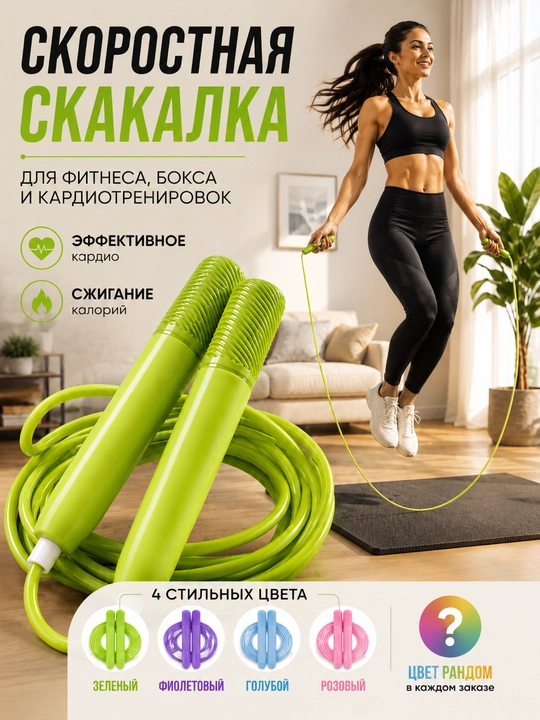 Скоростная скакалка, спортивная скакалка, скакалка для фитнеса, скакалка для бокса - 