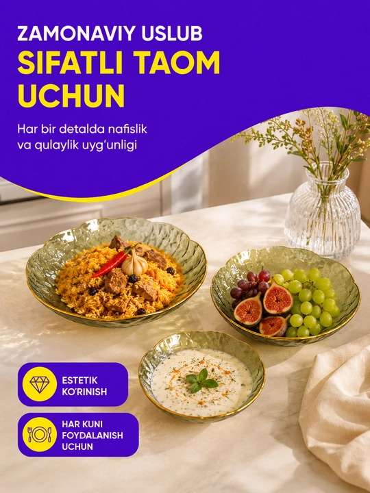 3 dona servirovka uchun tarelka, mevalar, shirinliklar, salat uchun Bogema plastikdan,lagan