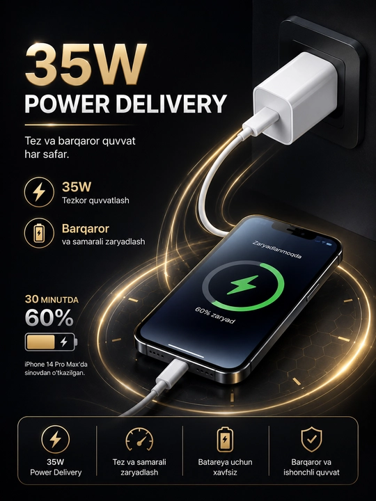 Комплект кабеля и зарядного устройства — быстрая зарядка для iPhone и Samsung Galaxy