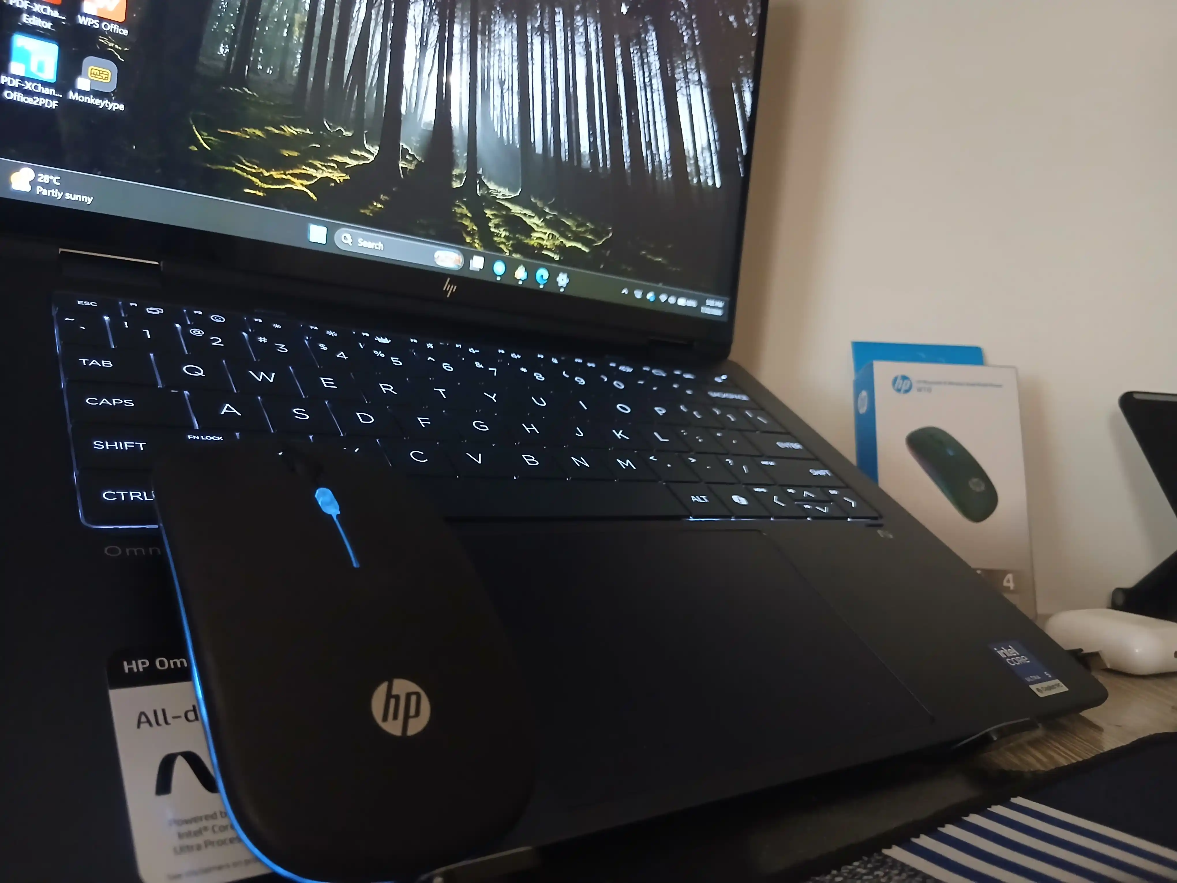W10 HP simsiz kompyuter sichqonchasi, shovqinsiz, RGB, Bluetooth