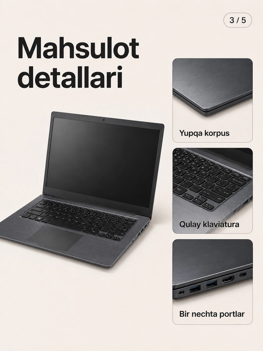 ITECH noutbuk Intel R 4200 protsessorli, 8GB operativka, 256GB SSD, ish va o‘qish uchun