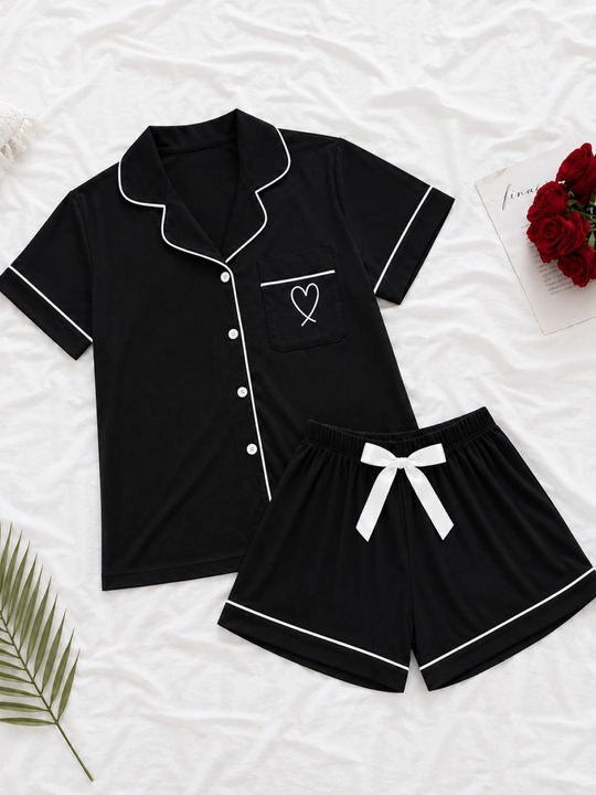 Ayollar uchun shortikli pijama to'plami, uyqu va dam olish uchun