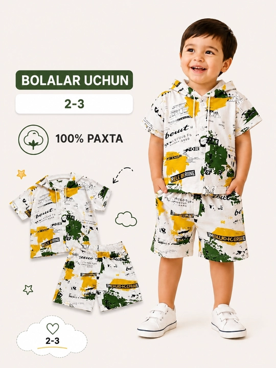 O‘g‘il bolalar uchun yozgi dvoyk, kapyushonli - 