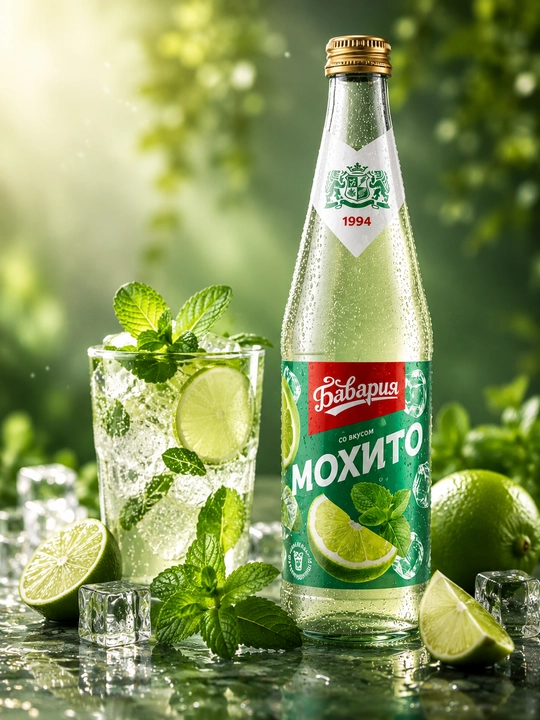 Bavaria Classic moxito ta’mli kuchli gazlangan alkogolsiz ichimlik, 0.5 l