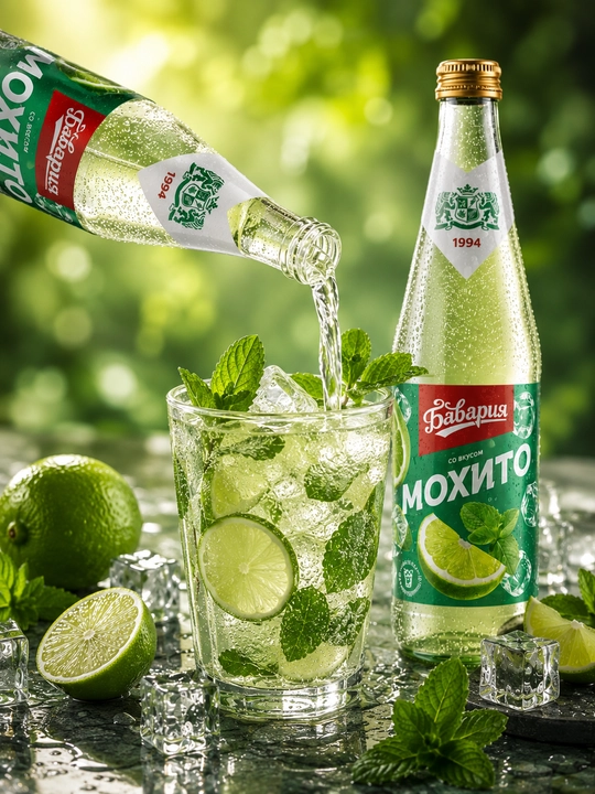 Bavaria Classic moxito ta’mli kuchli gazlangan alkogolsiz ichimlik, 0.5 l