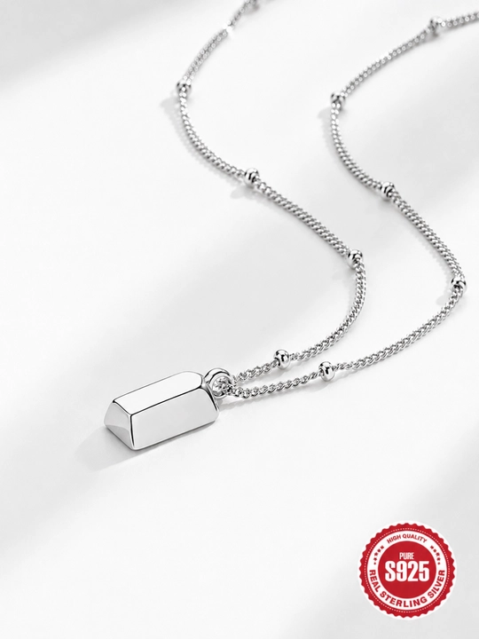 Ayollar uchun 925 Proba Sterling Kumush Bar Kulonli Zanjir, 18K Oltin Qoplamali - 