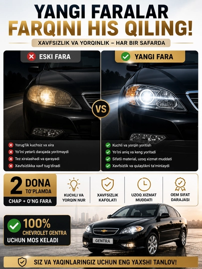 Комплект фары для Gentra , 2 шт
