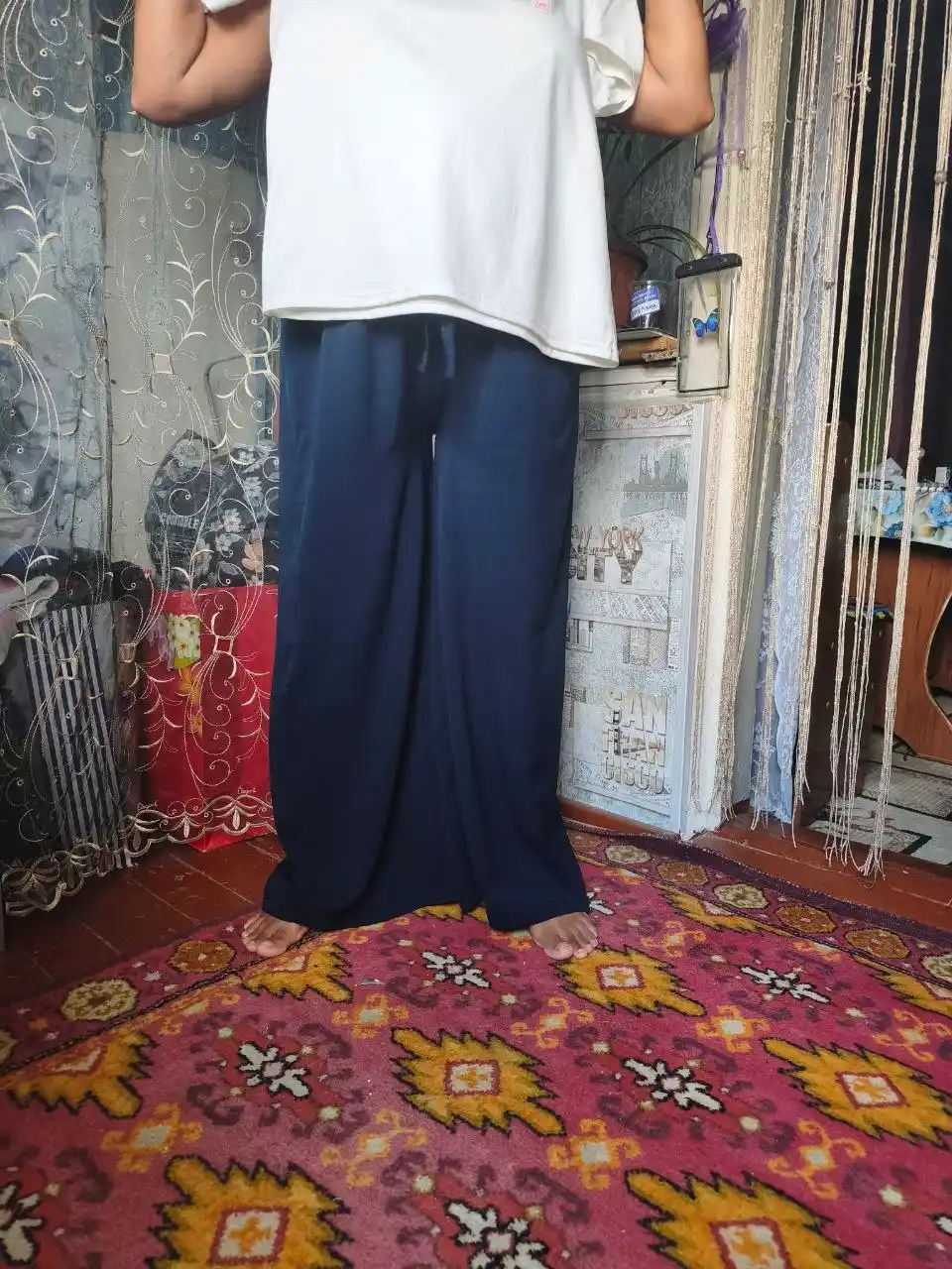 Женские брюки из ткани Сингапур, палаццо, свободный крой, на резинке, 48–58