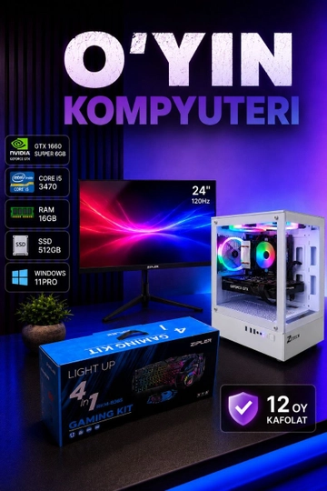 FULL GAMING PC  Monitor 24 144hz / INTEL CORE I5 3470/ SSD 256/ RAM 16GB/WIN 11 PRO - 