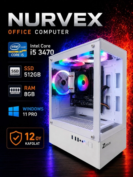 Tayyor kompyuter, tizim bloki Core i5, 8Gb RAM, SSD 512GB-1TB RGB Cooler case + bonus - 