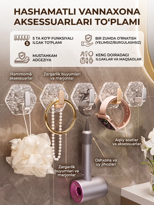 Yuqori sifatli o‘zi yopishadigan metall devor ilgagi - 