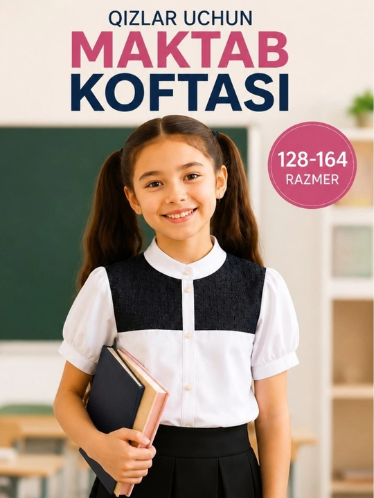 Белая кофта для девочки, школьная кофта, школьная форма, трикотаж ХБ, размеры 128–164