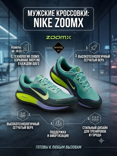 Nike ZoomX Run -Gore-Tex Edition o‘lchamlar: 40-45, 1 o'lcham katta olish tavsiya etiladi - 